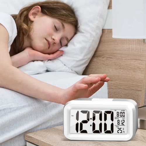 Mini Relógio Digital Com Led E Temperatura Alarme Data E Mês Branco 12v — imagem principal