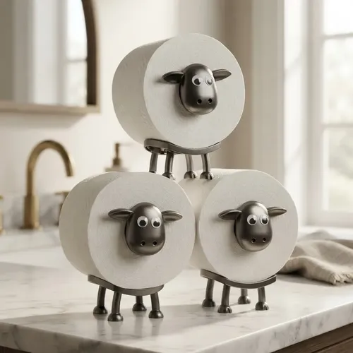 Suporte Para Papel Higiênico Ovelhas Decoração De Banheiro Preto — imagem principal